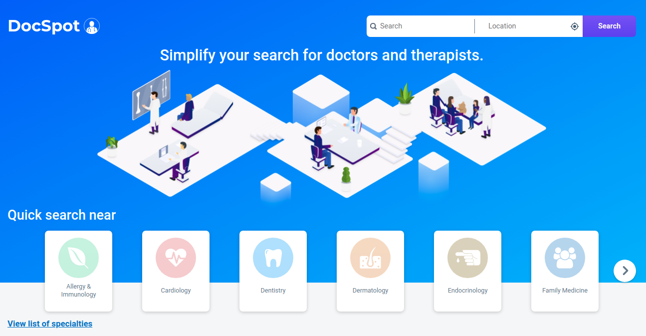 DocSpot Homepage Search Form